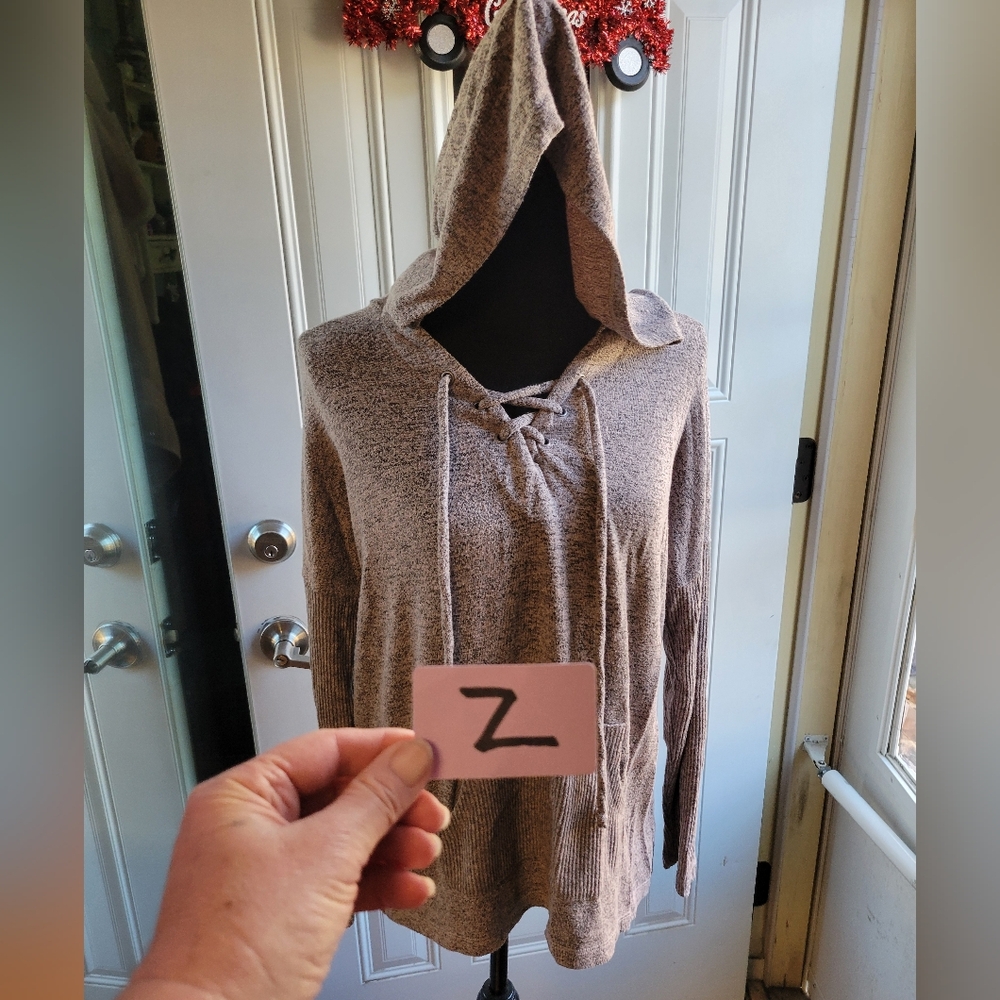 Chance or Fate Cozy Hooded size small Lace-Up Sweater